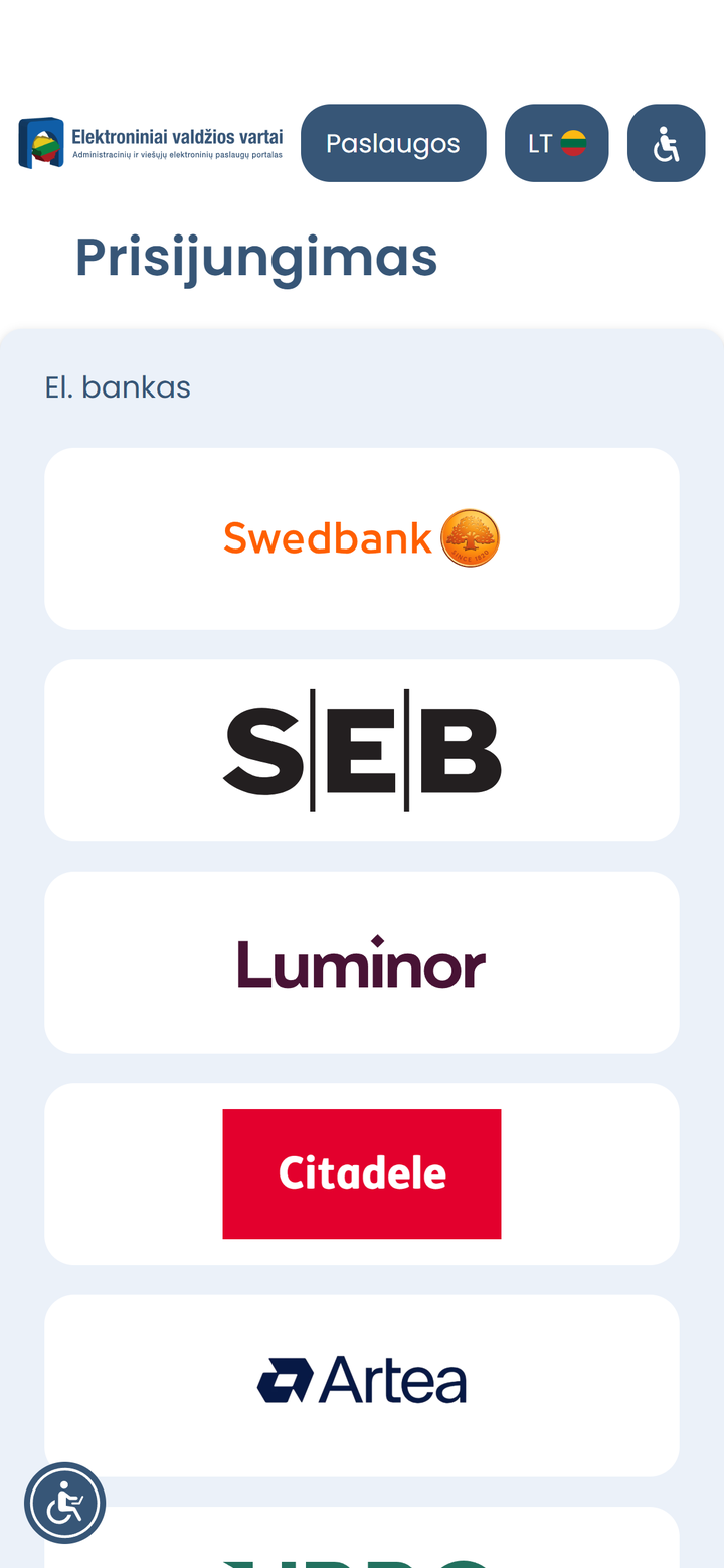 Prisijungimas per el. banką