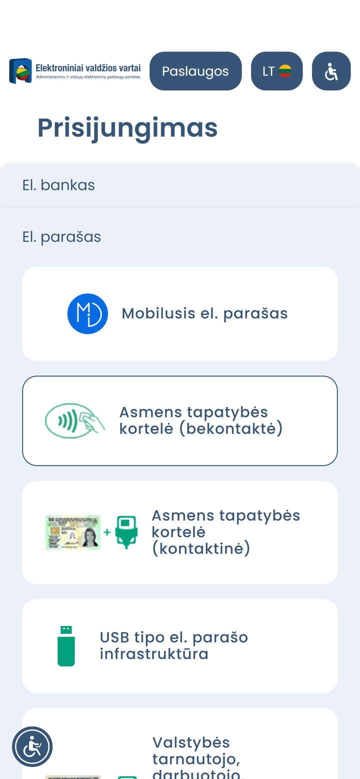 Prisijungimas per el. parašą