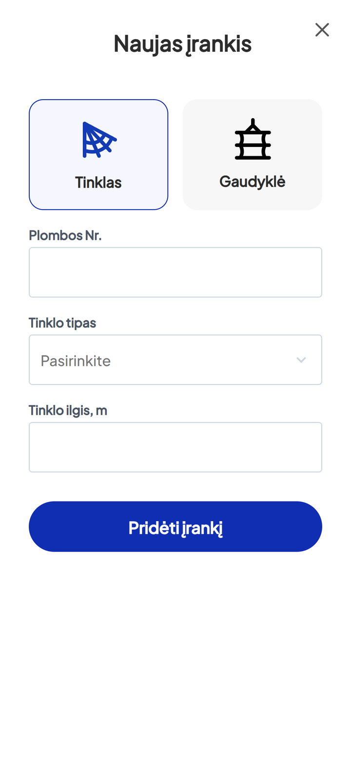 Naujo tinklo forma
