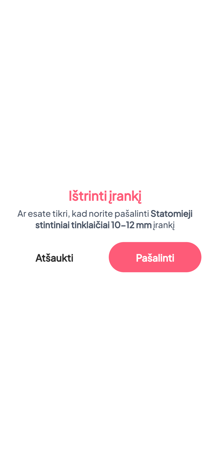 Įrankio trynimo patvirtinimas