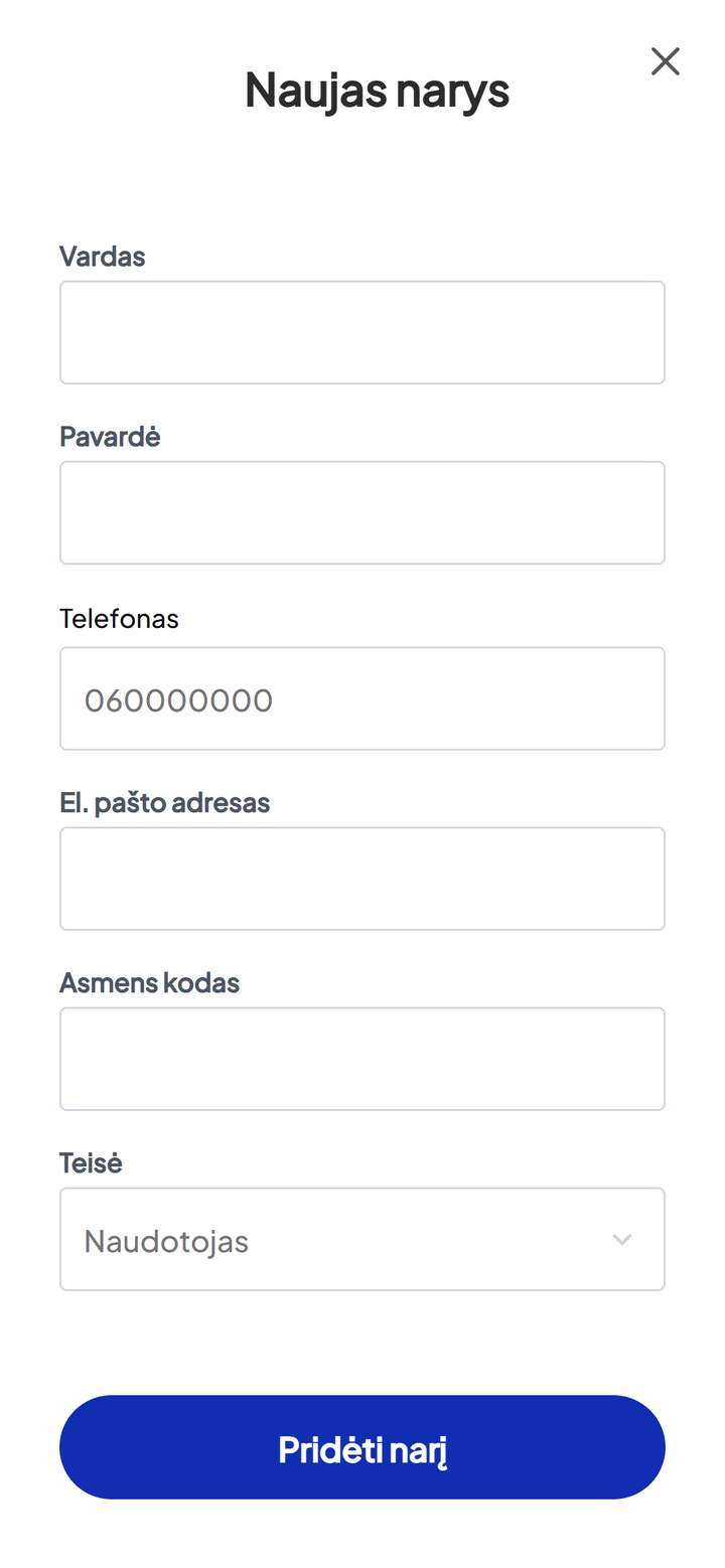 Naujo nario forma