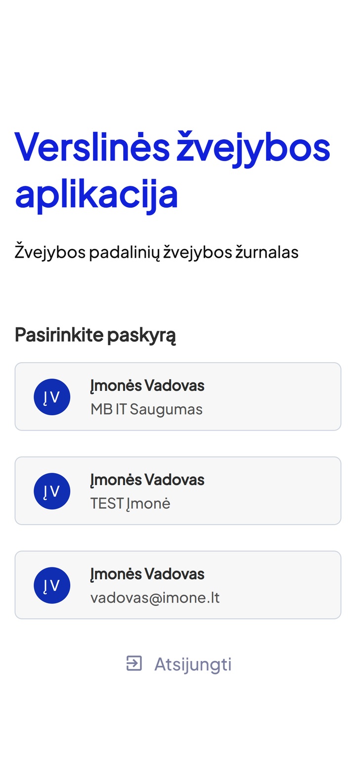 Paskyros pasirinkimas
