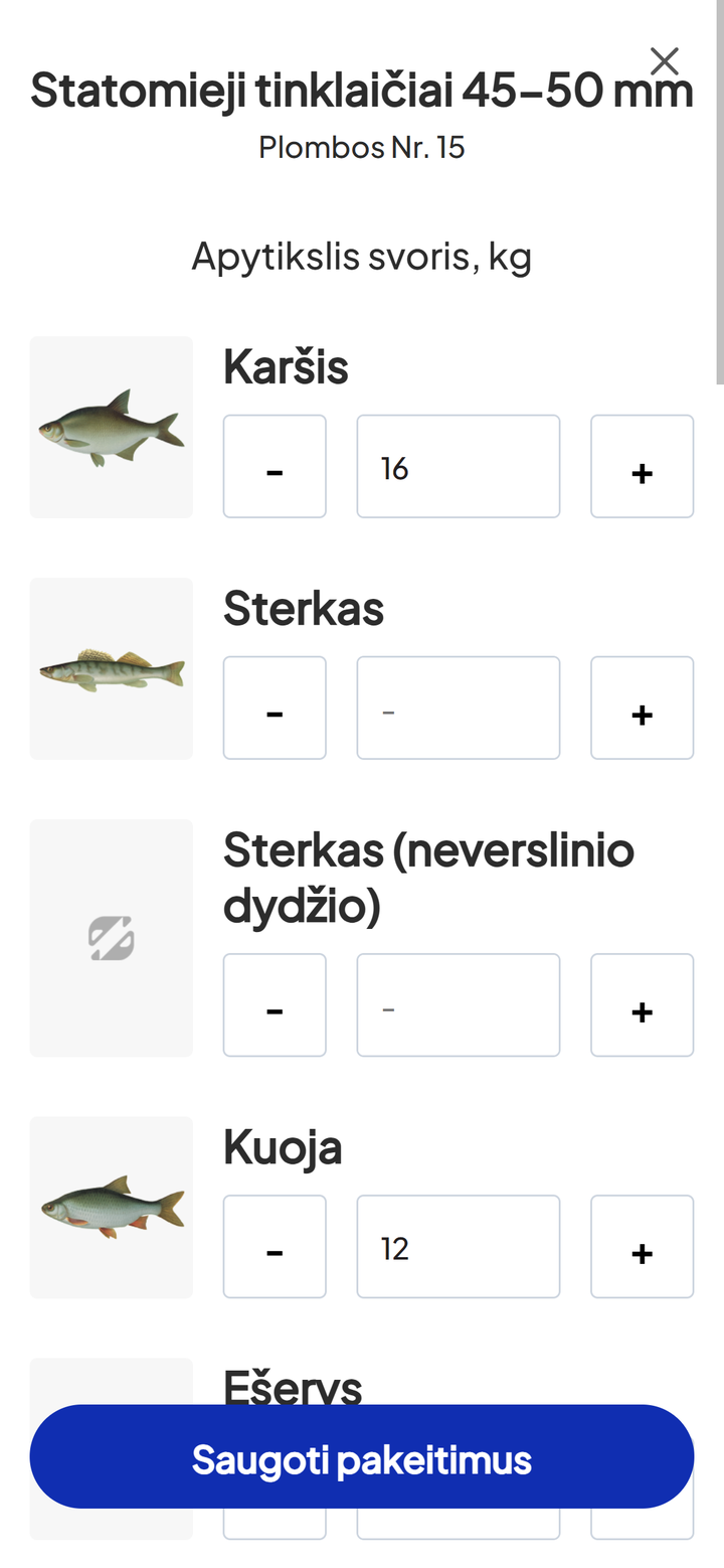 Apytikslio svorio įvedimas
