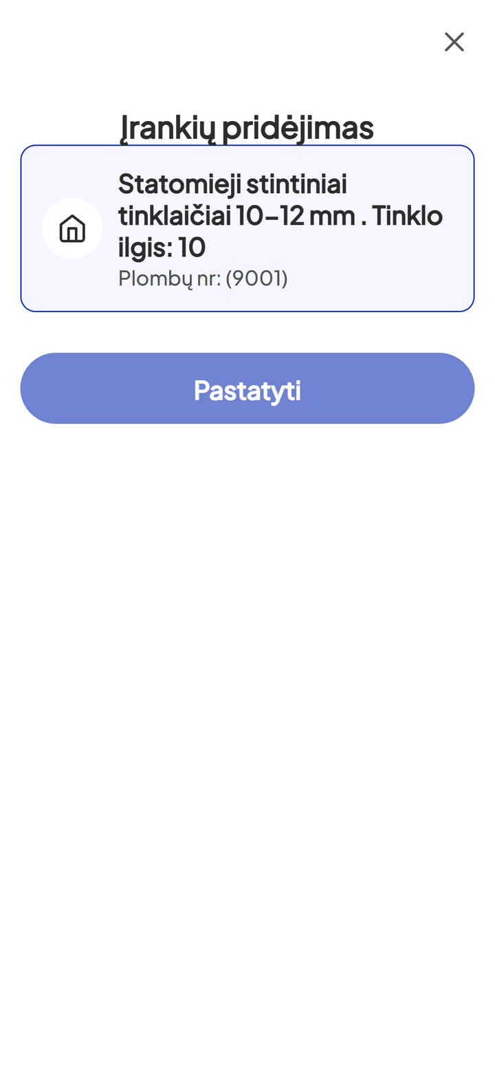 Įrankių pridėjimo sąrašas